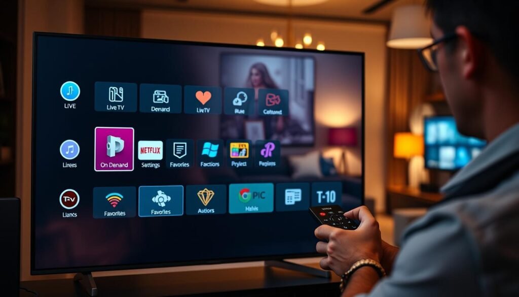 IPTV player application interface navigation menu